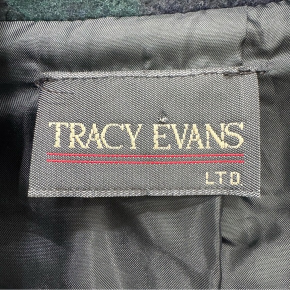 Vintage 80s Tracy Evans Wool Blend Blackwatch Plaid Preppy Retro Blazer Sz Lg - Picture 5 of 5